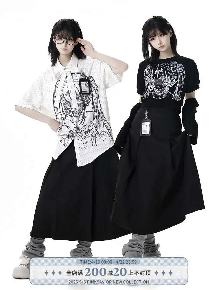 Women Striped Cartoon Print Shirts Oversize Full Printed Shirt Short Sleeved Summer Cool Design Skirts Set
Women Striped Cartoon Print Shirts Oversize Full Printed Shirt Short Sleeved Summer Cool Design Skirts Set