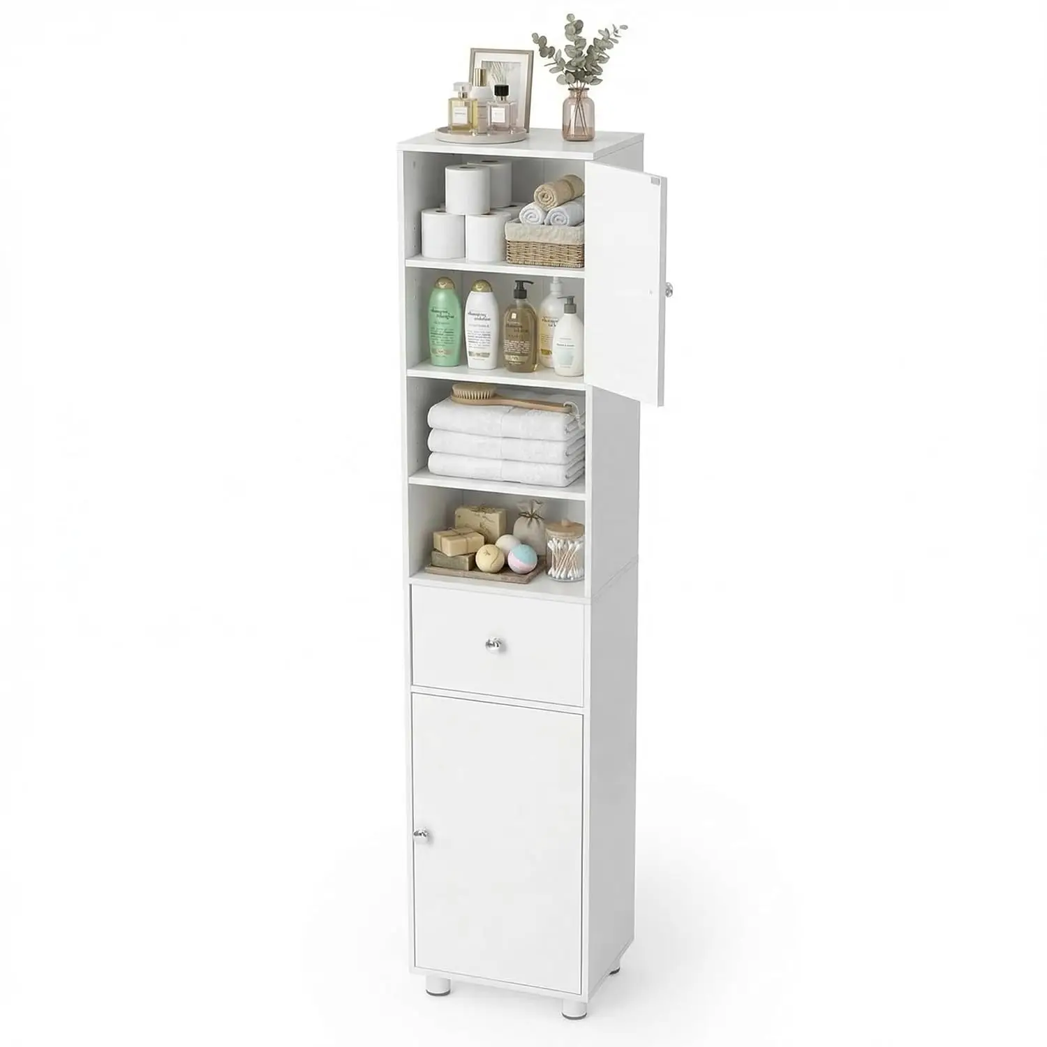 Tall Bathroom Cabinet Adjustable Shelf Freestanding 2 Doors 1 Drawer Narrow Space Saving Small Bathroom Laundry Customized
Tall Bathroom Cabinet Adjustable Shelf Freestanding 2 Doors 1 Drawer Narrow Space Saving Small Bathroom Laundry Customized