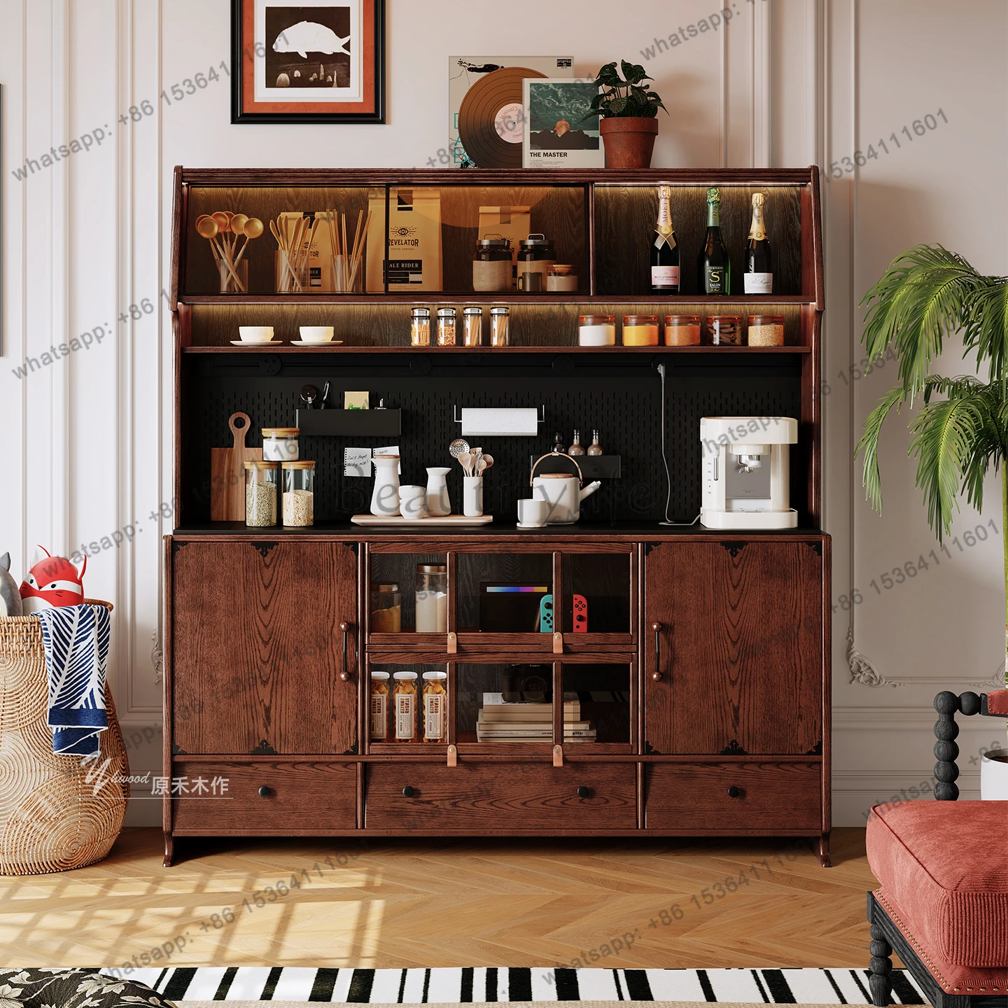 French retro pure solid wood medium and ancient style storage, storage and dining cabinet integrated tea cabinet
French retro pure solid wood medium and ancient style storage, storage and dining cabinet integrated tea cabinet