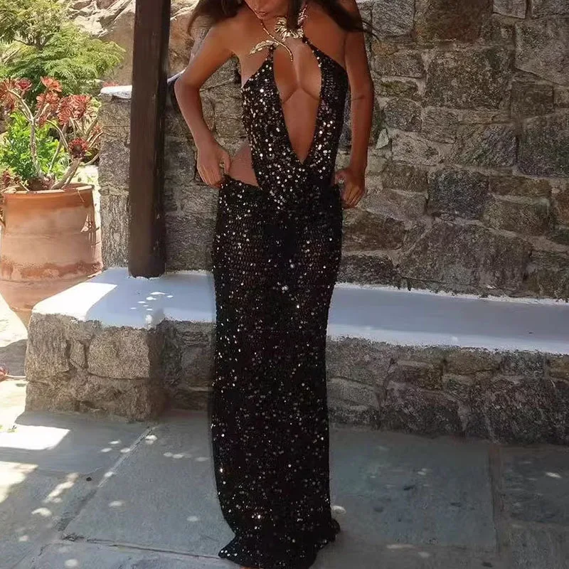 Sexy Halter Crop Top & Long Skirt Outfits Women Elegant Sleeveless Shiny Sequins Suit Fashion Hight Waist Club Party 2Pc Sets
Sexy Halter Crop Top & Long Skirt Outfits Women Elegant Sleeveless Shiny Sequins Suit Fashion Hight Waist Club Party 2Pc Sets