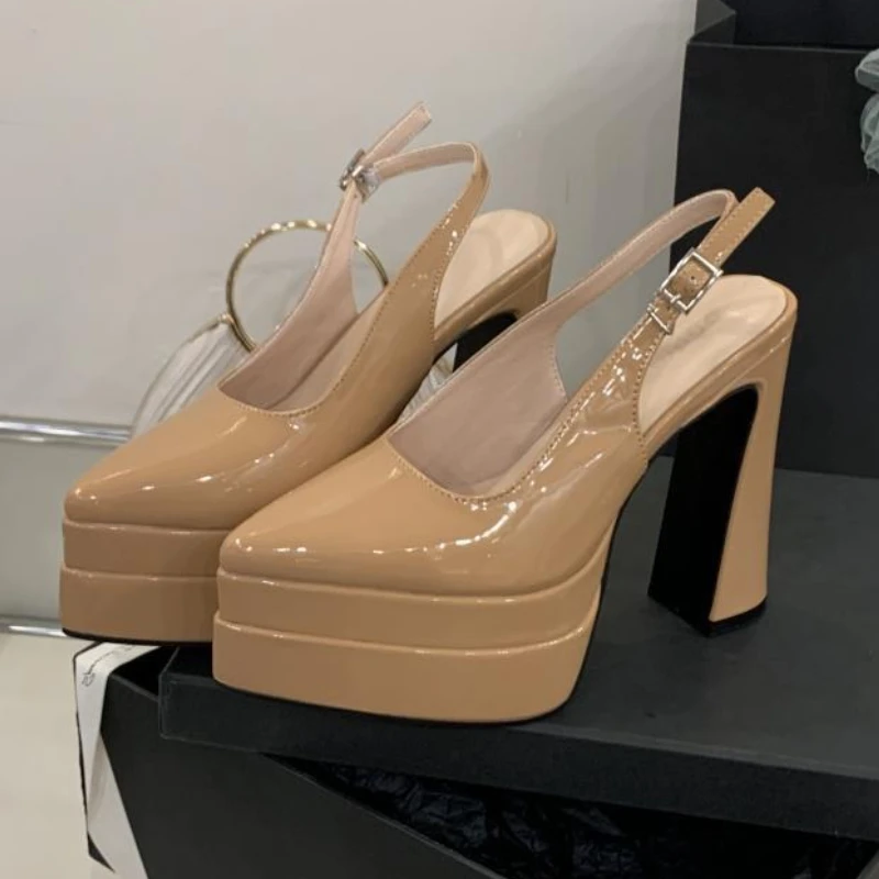 Босоножки телесного цвета на очень высоком каблуке с острым носком, женские летние туфли-лодочки на массивной платформе, роскошные туфли-лодочки для банкета и вечера
Босоножки телесного цвета на очень высоком каблуке с острым носком, женские летние туфли-лодочки на массивной платформе, роскошные туфли-лодочки для банкета и вечера