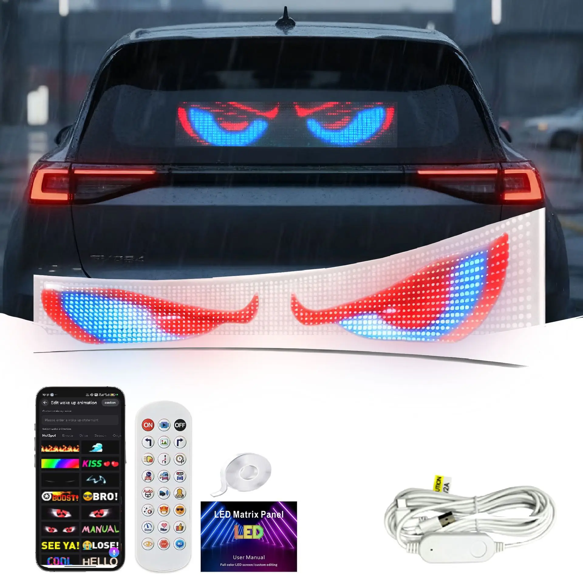 LED Devil Eye Car Mounted Transparent Soft Screen Light AI Display Pixel Panel Screen Message Scrolling Board App Control Light
LED Devil Eye Car Mounted Transparent Soft Screen Light AI Display Pixel Panel Screen Message Scrolling Board App Control Light