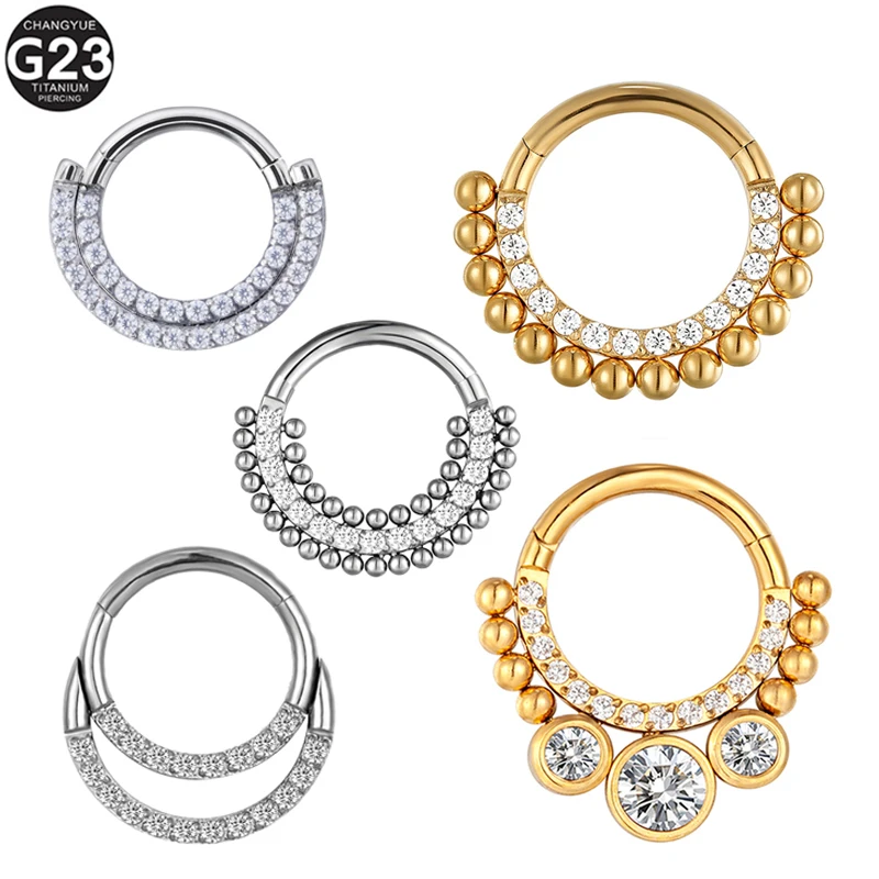 Nose Piercing Septum Nose Rings G23 Titanium Earrings Zircon Hinged Segment Nipple Ring Cartilage Tragus Helix Piercing Jewelry
Nose Piercing Septum Nose Rings G23 Titanium Earrings Zircon Hinged Segment Nipple Ring Cartilage Tragus Helix Piercing Jewelry