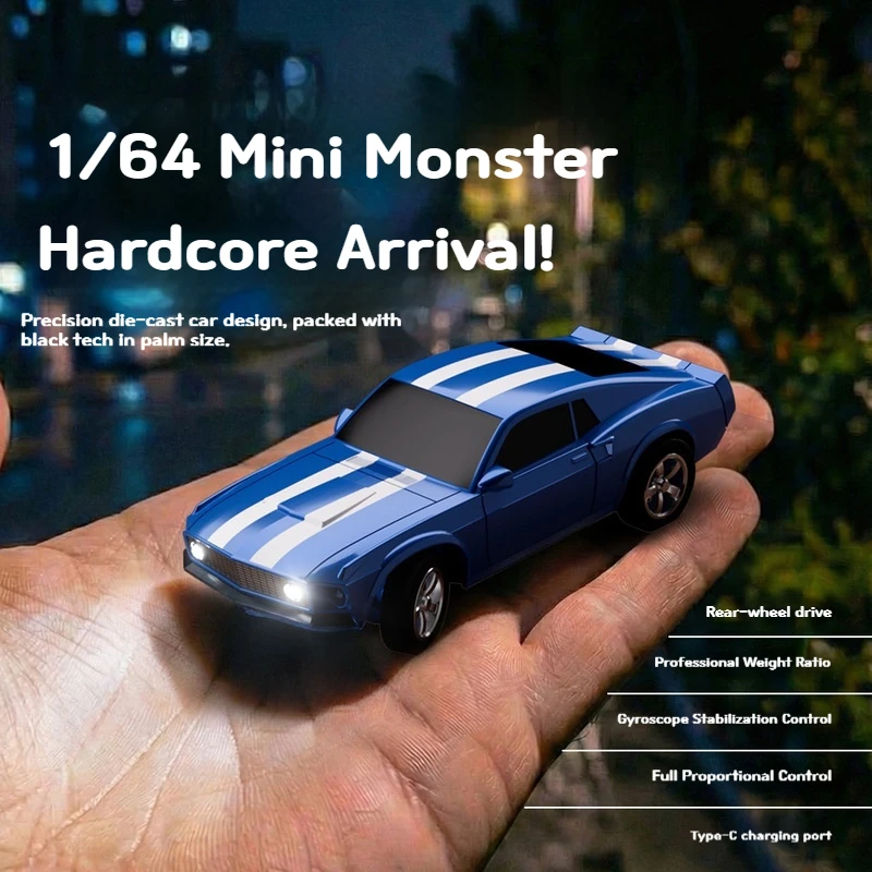 Oulans Rc 4WD Remote Control Car 1/ 64 Scale Full Proportional With Gyroscope Desktop Racing For Adult Hobby Enthusiasts