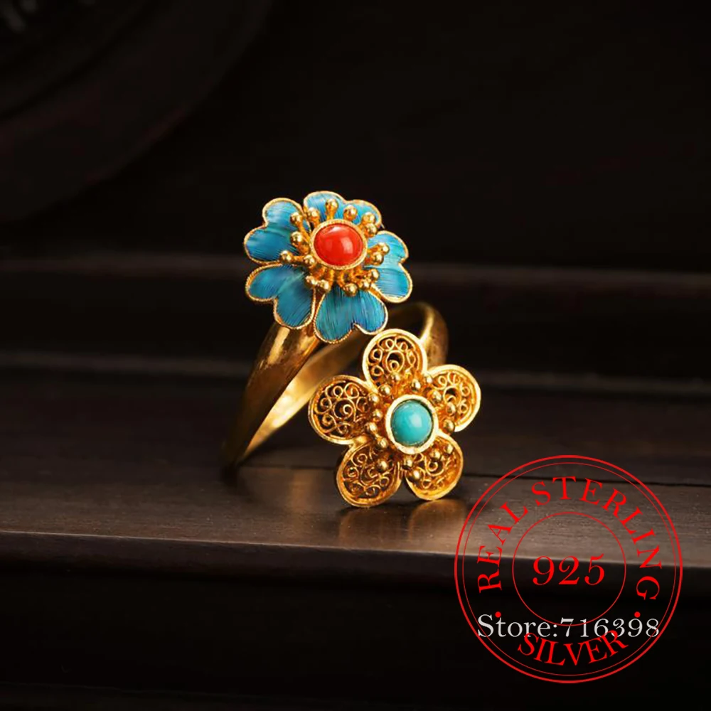 925 Sterling Silver Jewelry 18K Gold Plated Enamel Double Flower Finger Rings for Women Wedding Party Jewelry For Friend Gift
925 Sterling Silver Jewelry 18K Gold Plated Enamel Double Flower Finger Rings for Women Wedding Party Jewelry For Friend Gift