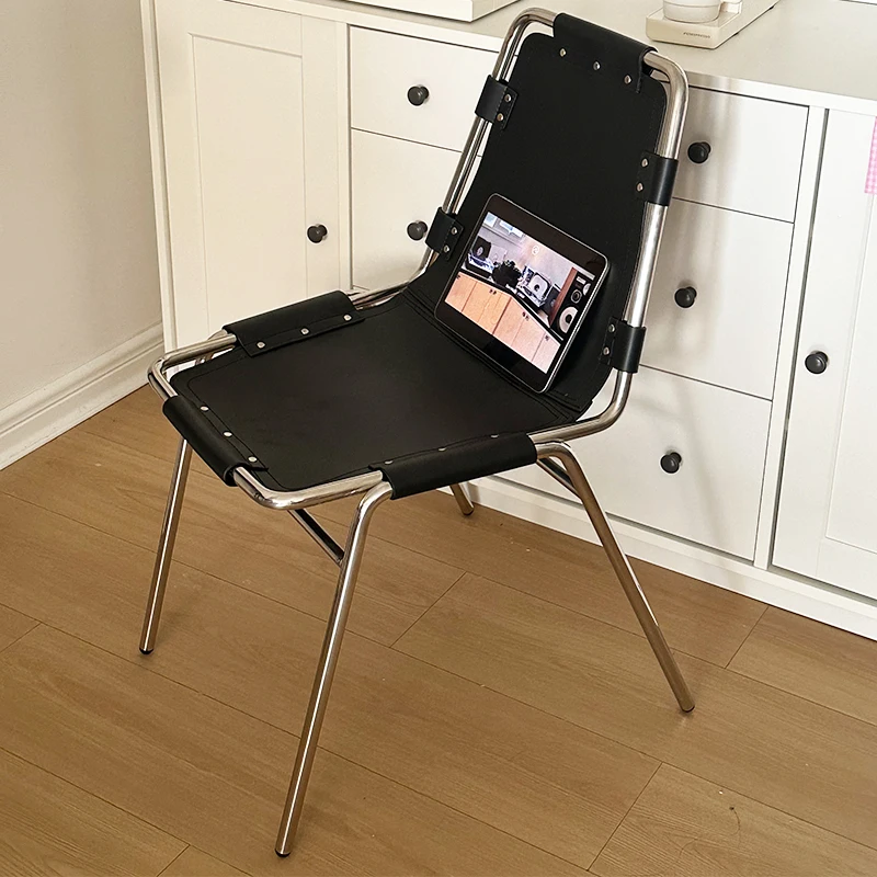 Vintage Saddle Leather Dining Chair Household Stainless Steel Living Room Chairs Study Office Chairs Living Room Furniture
Vintage Saddle Leather Dining Chair Household Stainless Steel Living Room Chairs Study Office Chairs Living Room Furniture