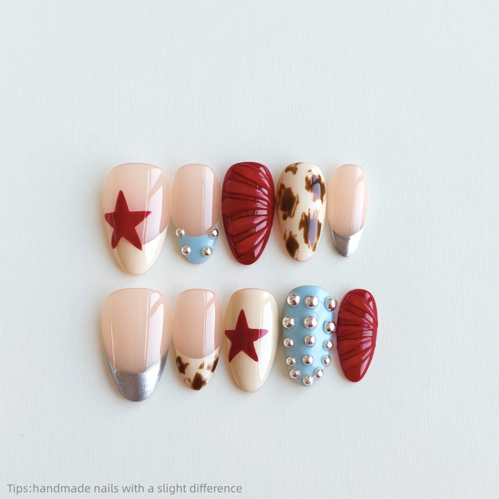 10pcs red Y2k Girl Handmade Press On Nails leopard gel Sweet Cool With star Metal Decoration Wearable Artificial False Nail
10pcs red Y2k Girl Handmade Press On Nails leopard gel Sweet Cool With star Metal Decoration Wearable Artificial False Nail