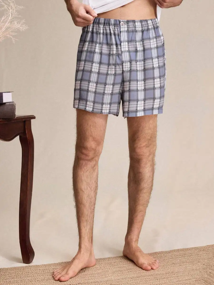 Mens Elastic Waist Plaid Lounge Shorts
Mens Elastic Waist Plaid Lounge Shorts