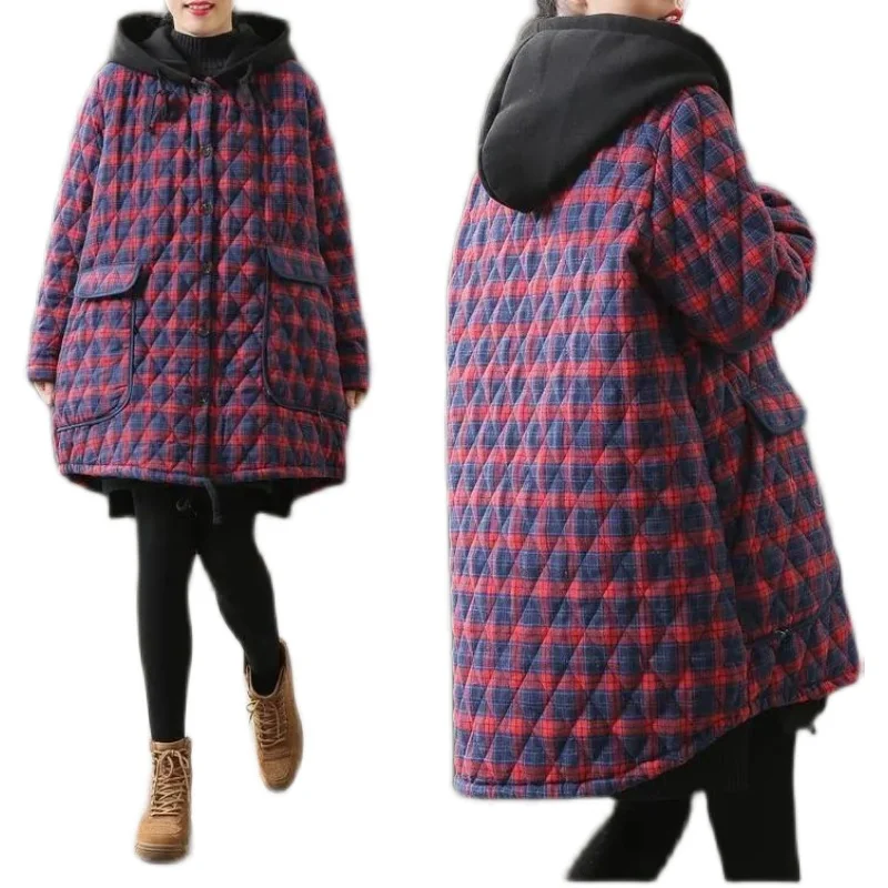plus Size Thiened Cotton Jaet Women's Autumn Winter Coat Medium Length Retro Artistic Loose Fit for up to 200 Pou
plus Size Thiened Cotton Jaet Women's Autumn Winter Coat Medium Length Retro Artistic Loose Fit for up to 200 Pou