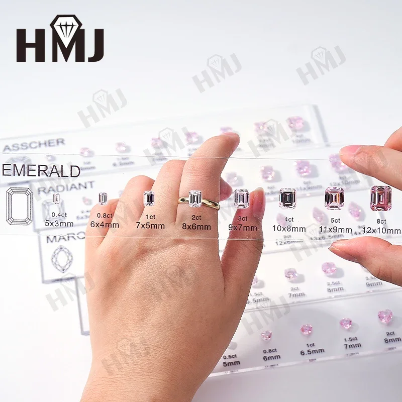 Emerald Cut Pink Diamond Tools Equipment Reference Kit with Rings Crushed Ice Cut Cubic Zirconia Size Chart Synthetic Gemstone
Emerald Cut Pink Diamond Tools Equipment Reference Kit with Rings Crushed Ice Cut Cubic Zirconia Size Chart Synthetic Gemstone