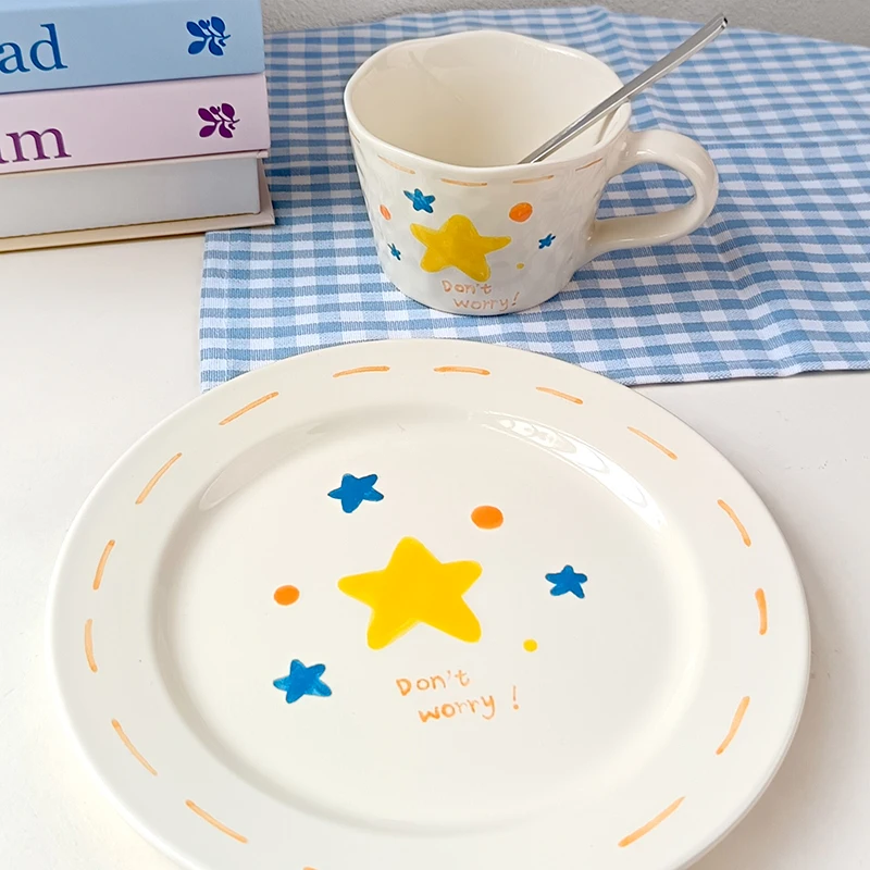 Cute Hand-painted Ceramic Plates Breakfast Milk Coffee Cup for Home Use Creative Underglazed Color Dinner Plate Tableware
Cute Hand-painted Ceramic Plates Breakfast Milk Coffee Cup for Home Use Creative Underglazed Color Dinner Plate Tableware