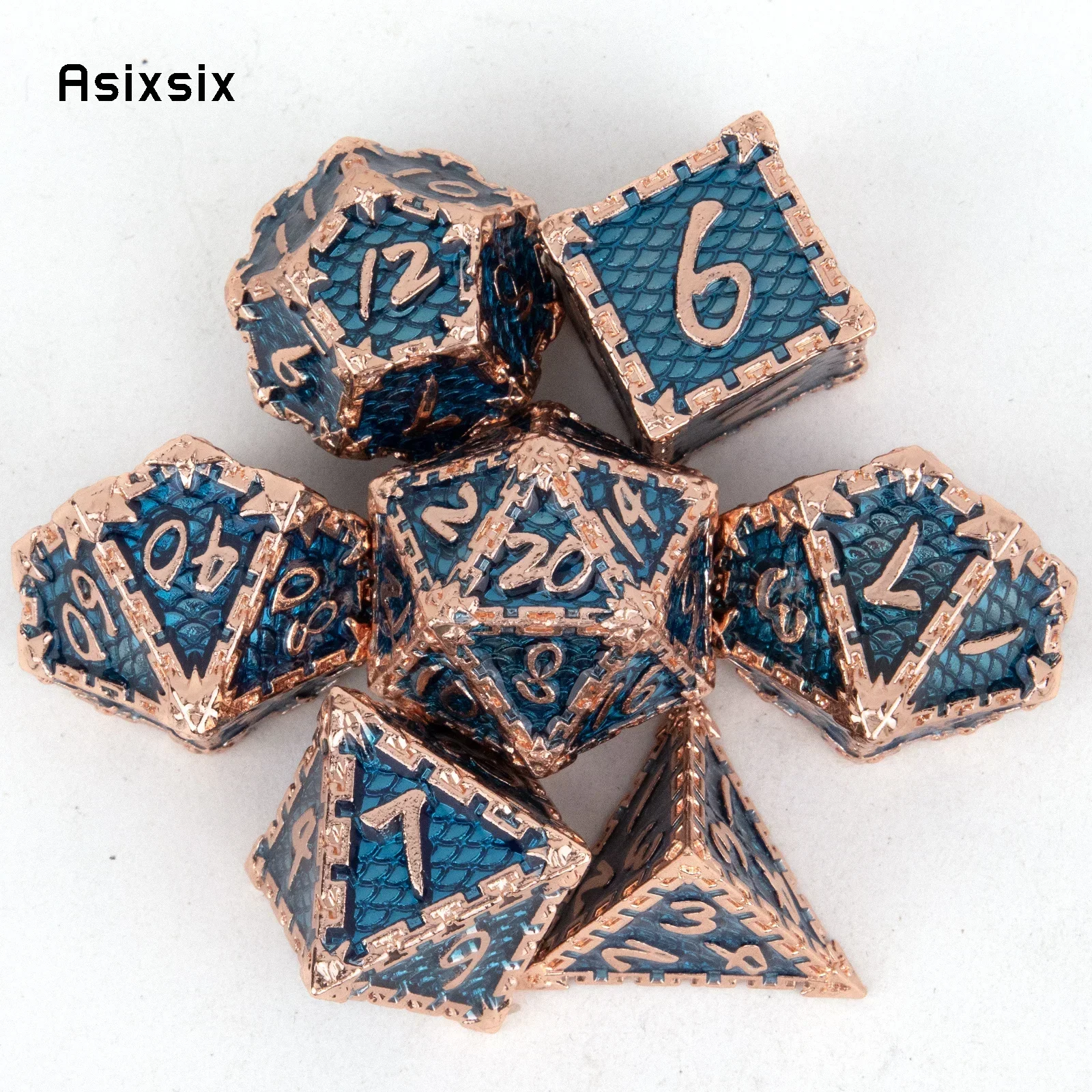7 Pcs Golden Green Fish Scale Metal Dice Solid Metal Polyhedral Dice Set Suitable For Role-Playing Game
7 Pcs Golden Green Fish Scale Metal Dice Solid Metal Polyhedral Dice Set Suitable For Role-Playing Game