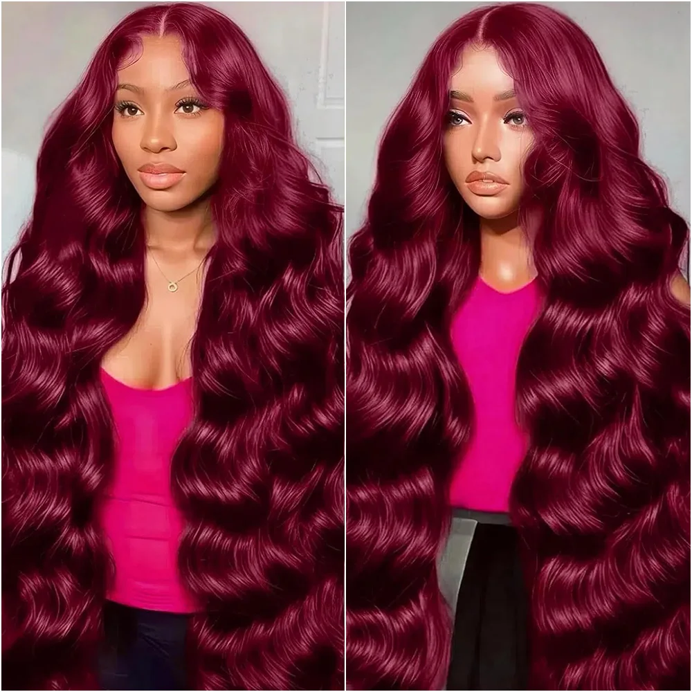99J Burgundy Body Wave 13x4 HD Lace Frontal Wig 220 Density 13x6 Transparent Lace Front Wigs Pre Plucked for Women 30 40 Inches
99J Burgundy Body Wave 13x4 HD Lace Frontal Wig 220 Density 13x6 Transparent Lace Front Wigs Pre Plucked for Women 30 40 Inches