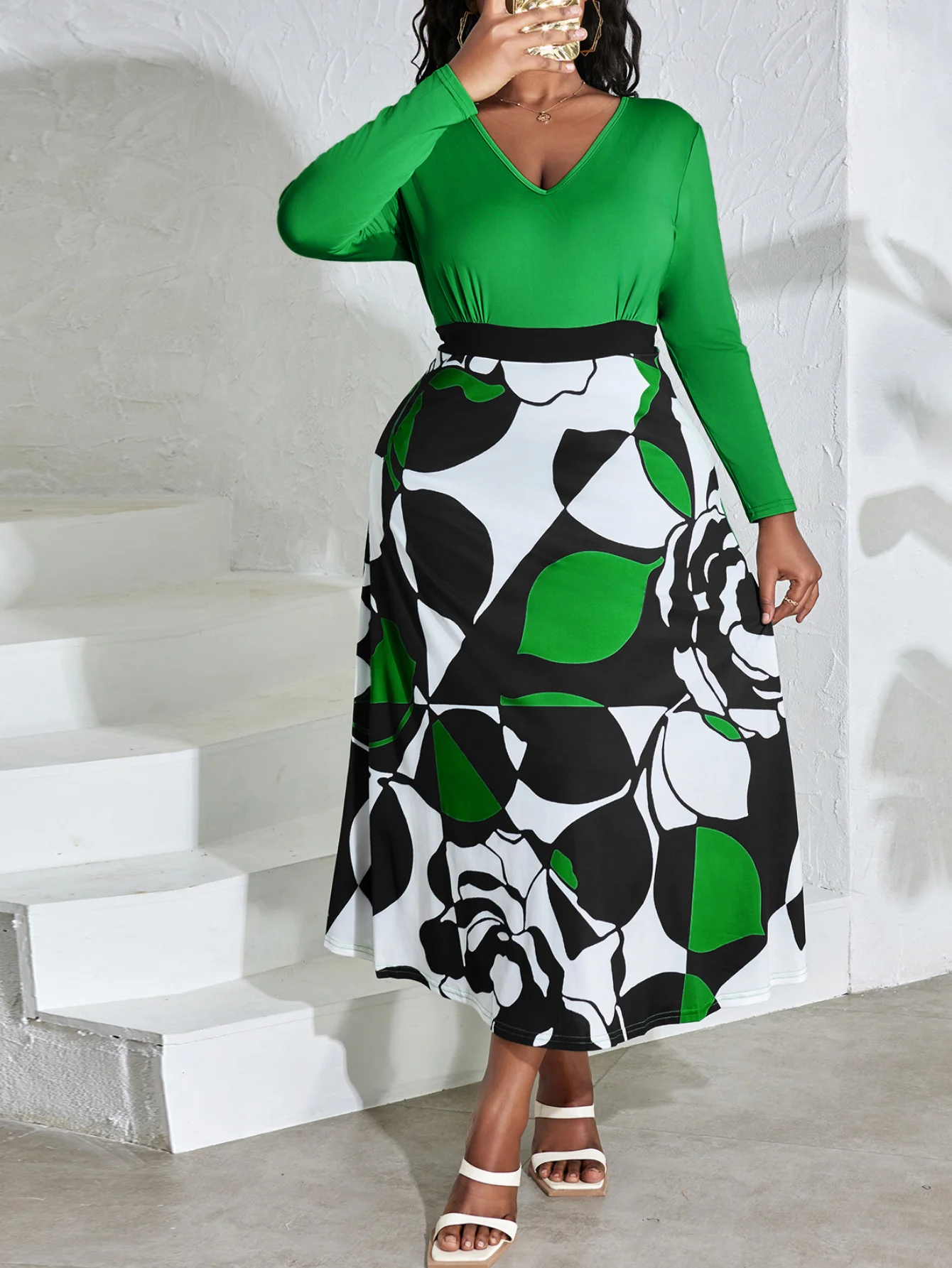 LW Oversize Women Casual Dresses Autumn Elegant V Neck Floral Print Long Sleeve Patchwork High Waist Loose Midi Dress XL-5XL
LW Oversize Women Casual Dresses Autumn Elegant V Neck Floral Print Long Sleeve Patchwork High Waist Loose Midi Dress XL-5XL