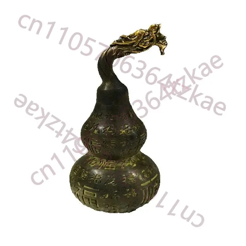 Folk Collection Copper Gourd with Gilded Dragon Head And Fu Character Pattern from China Hollow Container for Home Decor
Folk Collection Copper Gourd with Gilded Dragon Head And Fu Character Pattern from China Hollow Container for Home Decor
