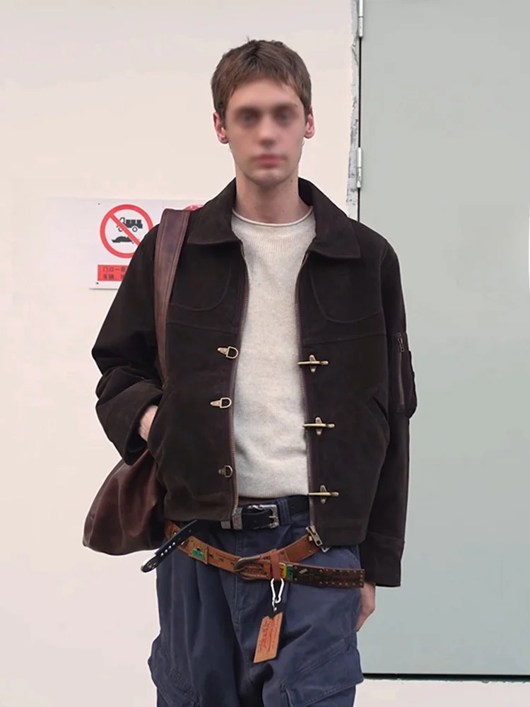 Brown Deconstructed Patchwork Aircrt Bule Men's ort Baseball Jaet Vintage Harington Coat Casual Loose Fit Autumn Wear
Brown Deconstructed Patchwork Aircrt Bule Men's ort Baseball Jaet Vintage Harington Coat Casual Loose Fit Autumn Wear