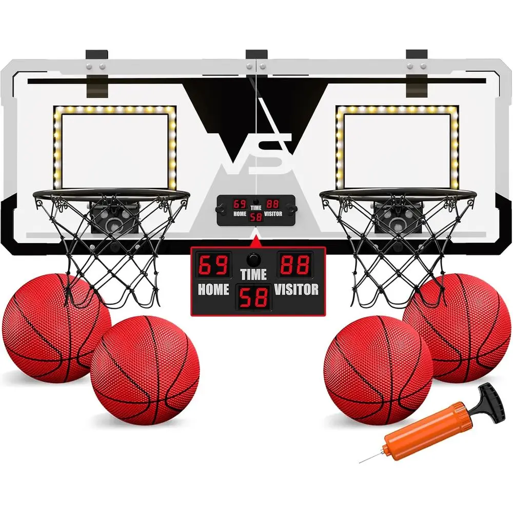 Indoor/Outdoor Dual Shot Mini Basketball Hoop Set for Kids & Adults with LED Lights
Indoor/Outdoor Dual Shot Mini Basketball Hoop Set for Kids & Adults with LED Lights