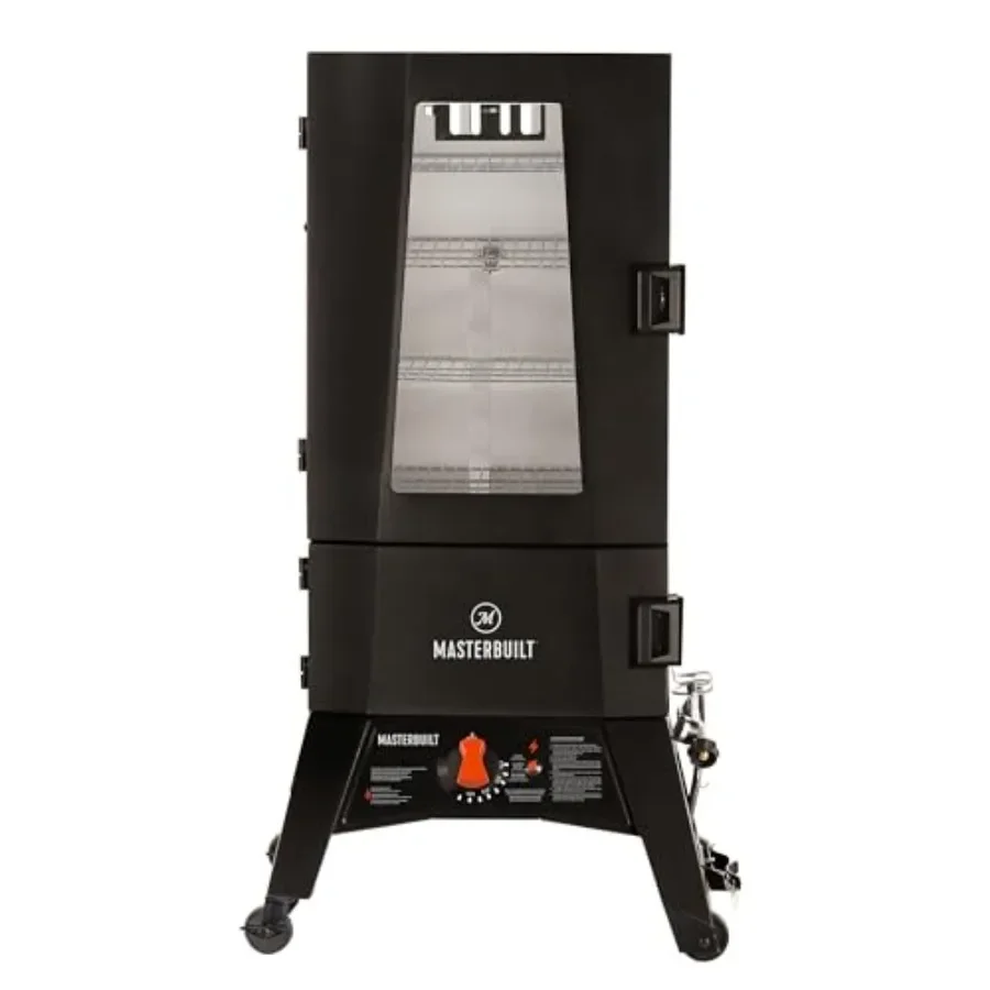 40-inch vertical BBQ smoker for outdoor cooking, steel construction, black color, analog temperature control and 960 sq in cook
40-inch vertical BBQ smoker for outdoor cooking, steel construction, black color, analog temperature control and 960 sq in cook