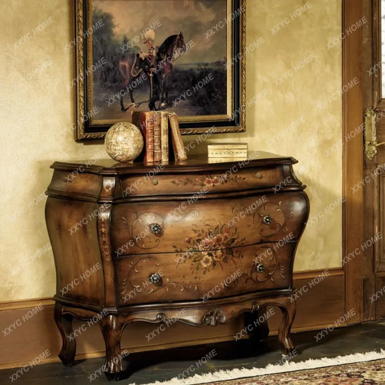 Q Mediterranean painted retro entrance cabinet Solid wood three bucket storage cabinet
Q Mediterranean painted retro entrance cabinet Solid wood three bucket storage cabinet