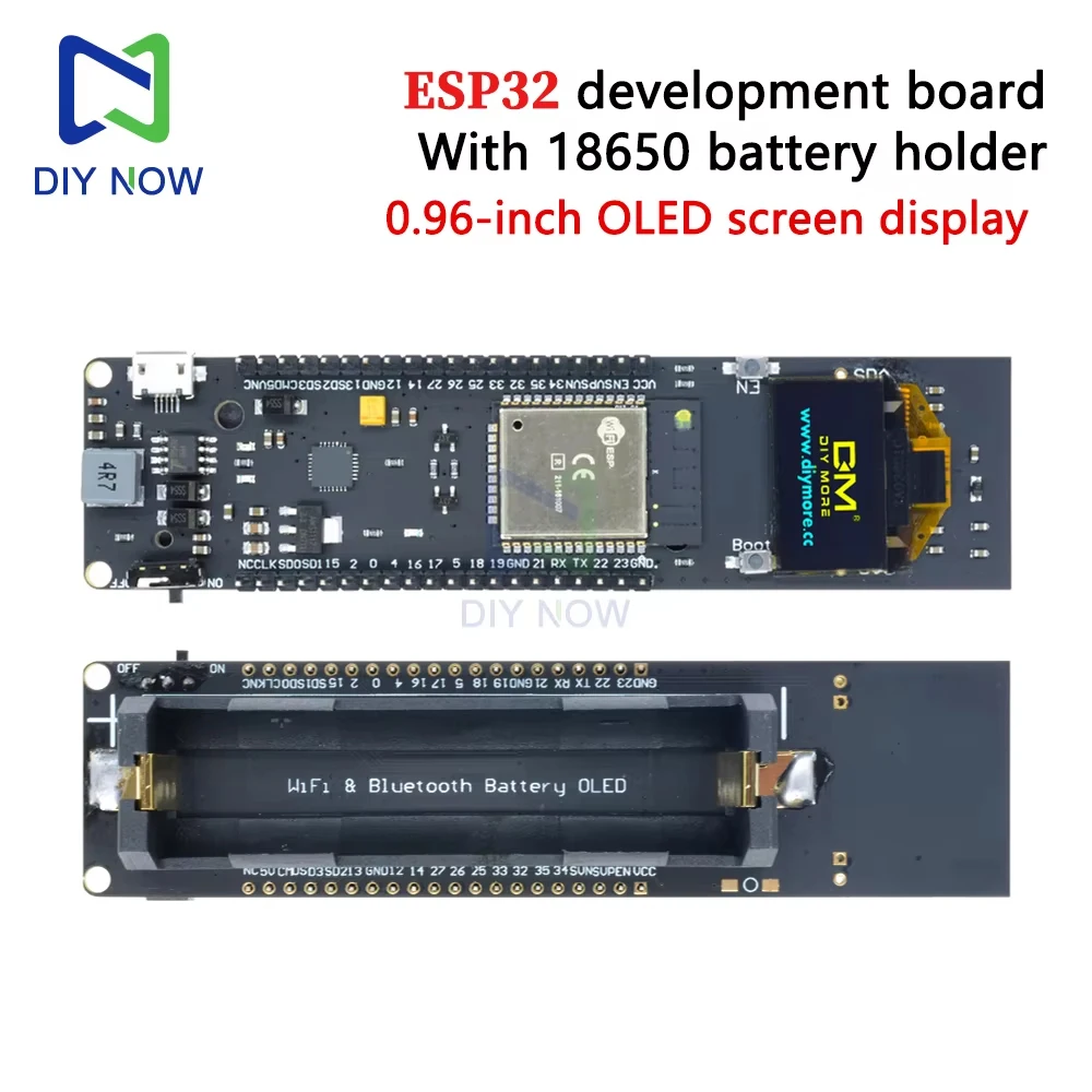 ESP32 0.96 inch OLED WIFI Bluetooth Development Board with 18650 Battery Holder Screen Display Blue / White / Yellow Blue
ESP32 0.96 inch OLED WIFI Bluetooth Development Board with 18650 Battery Holder Screen Display Blue / White / Yellow Blue