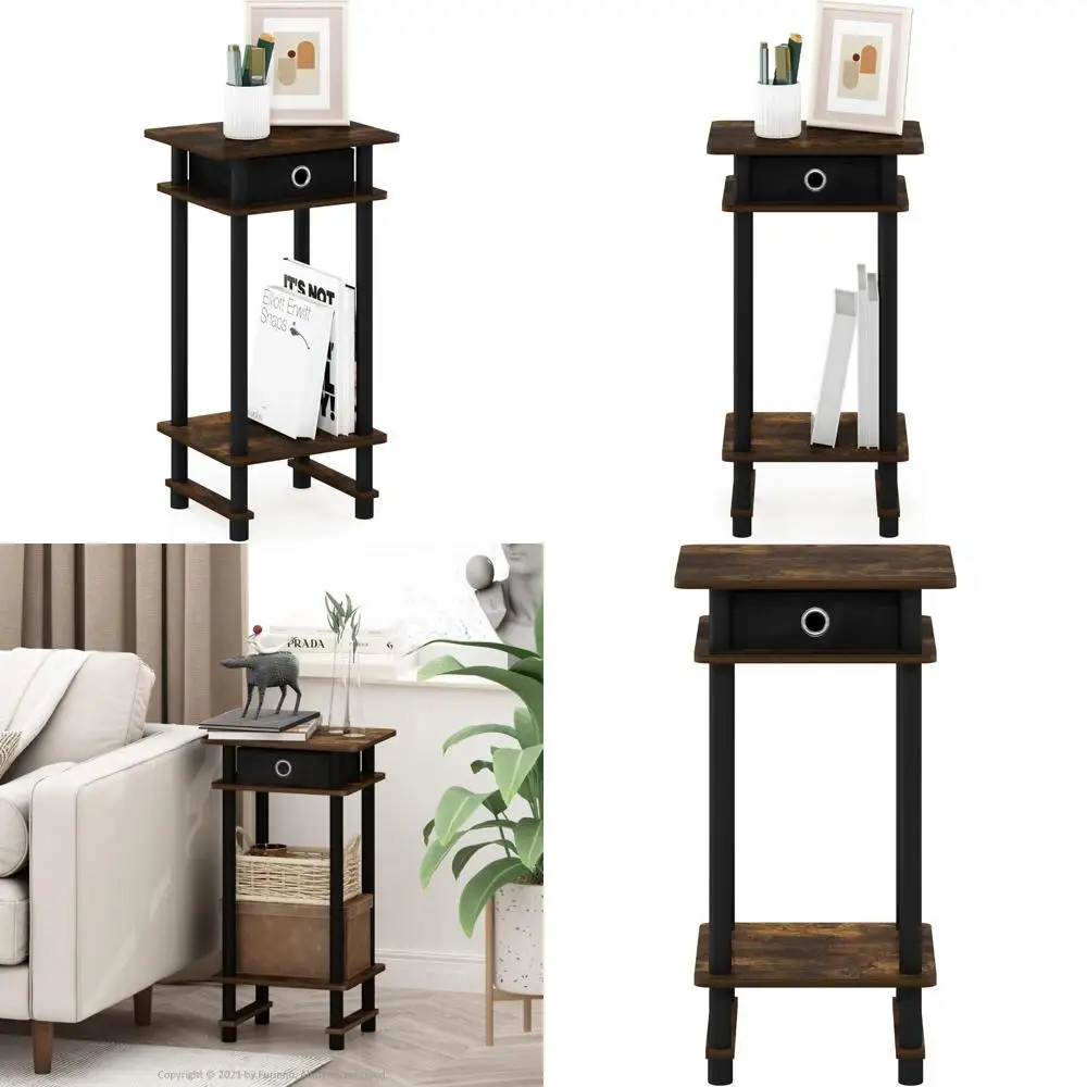 Amber Pine and Black Tall End Side Nightstand with Bin Drawer, 1 Pack
Amber Pine and Black Tall End Side Nightstand with Bin Drawer, 1 Pack