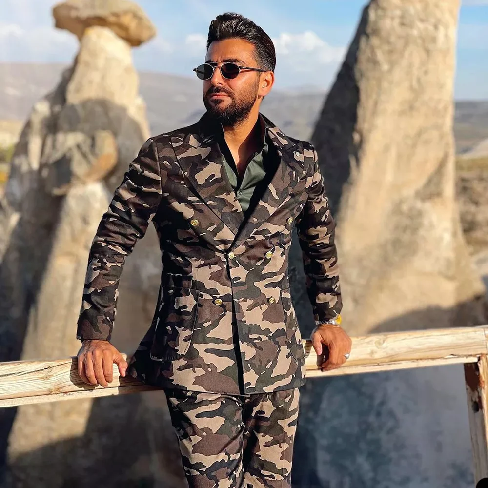 Camouflage Uniform Double Breasted Men Suit Two Pieces(Jacket+Pants) Outfits Casual Party Prom Wedding Set
Camouflage Uniform Double Breasted Men Suit Two Pieces(Jacket+Pants) Outfits Casual Party Prom Wedding Set