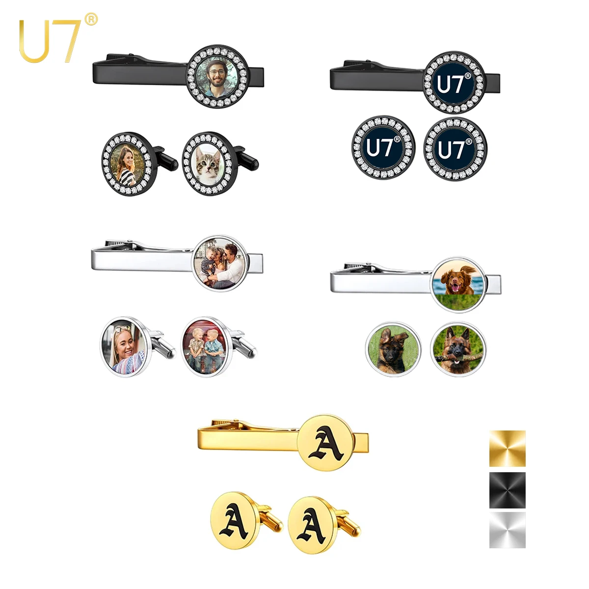 U7 Custom Cufflinks & Tie Clip Set for Men Custom Photos/Family Inital Cuff Links Letter Tie Clip Groomsmen Jewelry Set Gift
U7 Custom Cufflinks & Tie Clip Set for Men Custom Photos/Family Inital Cuff Links Letter Tie Clip Groomsmen Jewelry Set Gift
