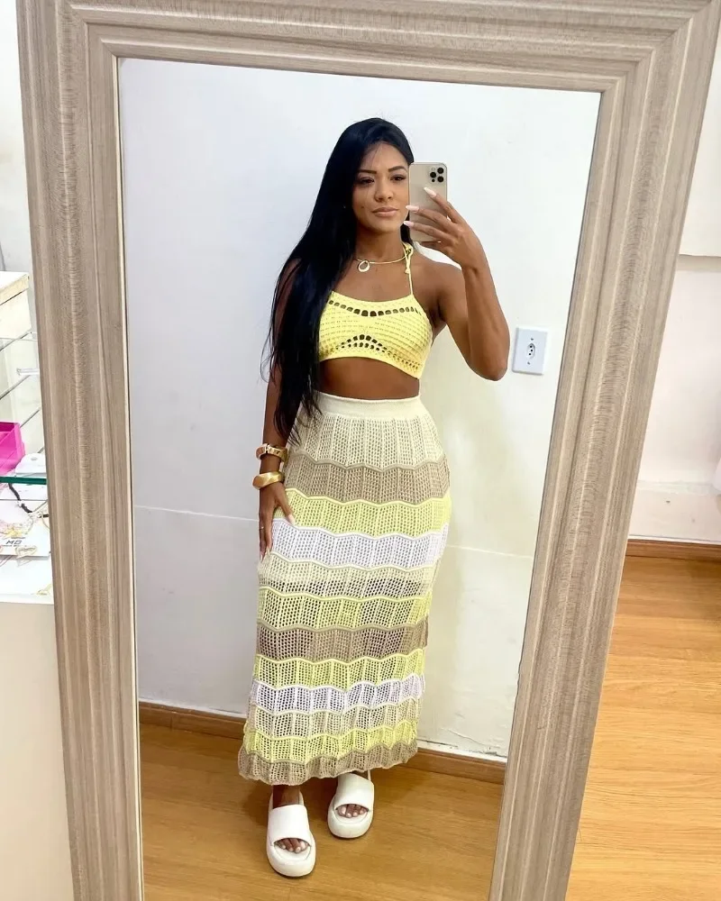 GUWU Stripe Beach Summer Knitted Women’s Sets Sleeveless Crop Top and Elastic Waist Maxi Skirts Sexy Dress 2 Two Piece Sets
GUWU Stripe Beach Summer Knitted Women’s Sets Sleeveless Crop Top and Elastic Waist Maxi Skirts Sexy Dress 2 Two Piece Sets