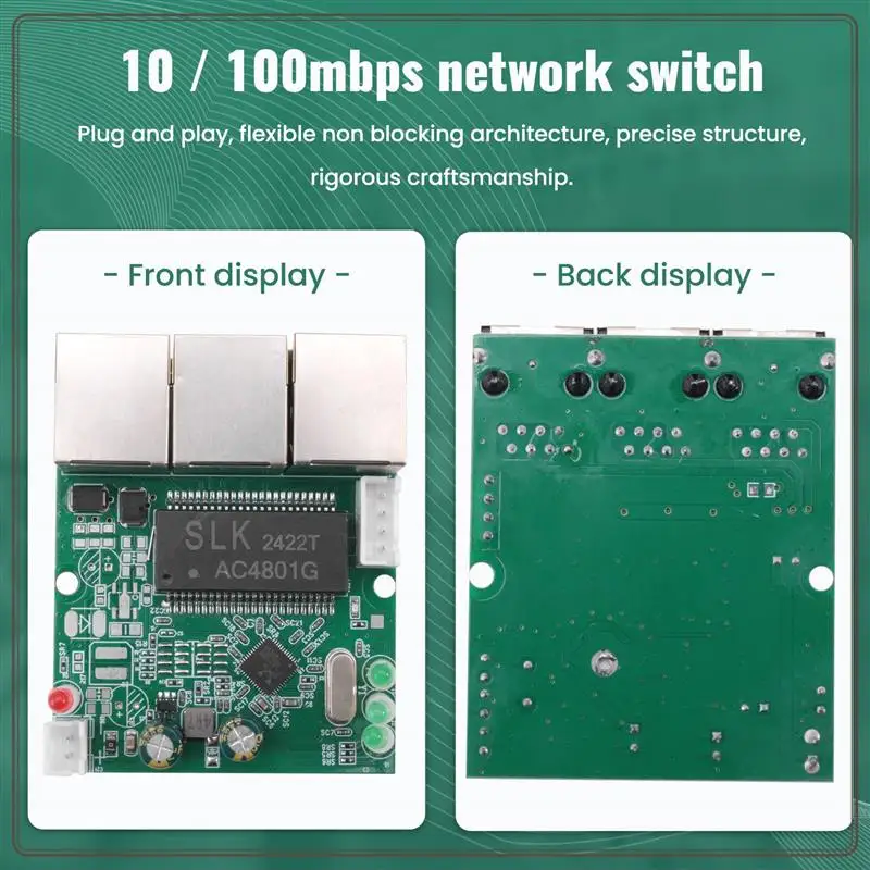 Надежный быстрый переключатель, мини-3-портовый Ethernet-коммутатор, 10/100 Мбит/с, сетевой коммутатор, концентратор, плата модуля печатной платы для модуля интеграции системы,
Надежный быстрый переключатель, мини-3-портовый Ethernet-коммутатор, 10/100 Мбит/с, сетевой коммутатор, концентратор, плата модуля печатной платы для модуля интеграции системы,