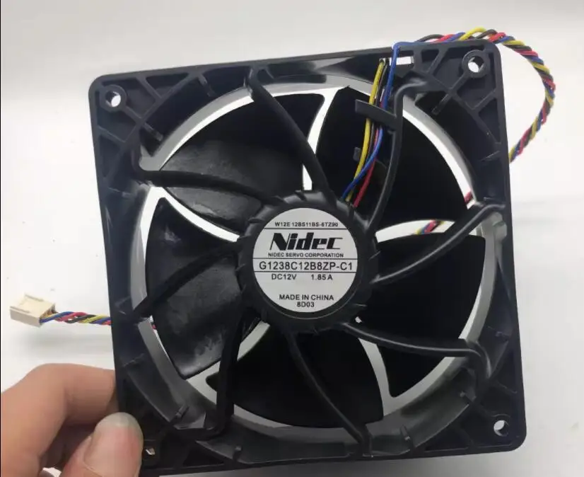 Nidec G1238C12B8ZP-C1 W12E12BS11B5-07Z90 DC 12V 1.85A 120x120x38mm 4-Wire Server Cooling Fan
Nidec G1238C12B8ZP-C1 W12E12BS11B5-07Z90 DC 12V 1.85A 120x120x38mm 4-Wire Server Cooling Fan