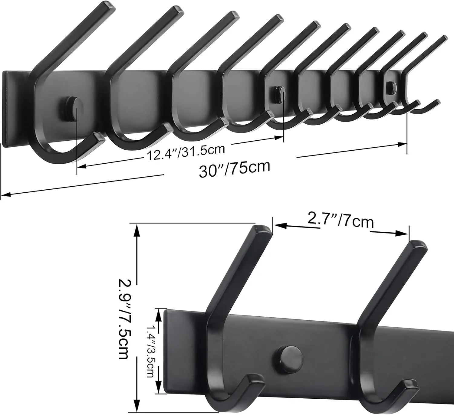 Coat Rack Wall Mounted,10 Hooks for Hanging Coats,30 Inch Hook Rack Hook Rail Coat Hanger Wall Mount for Backpack,Clothe
Coat Rack Wall Mounted,10 Hooks for Hanging Coats,30 Inch Hook Rack Hook Rail Coat Hanger Wall Mount for Backpack,Clothe