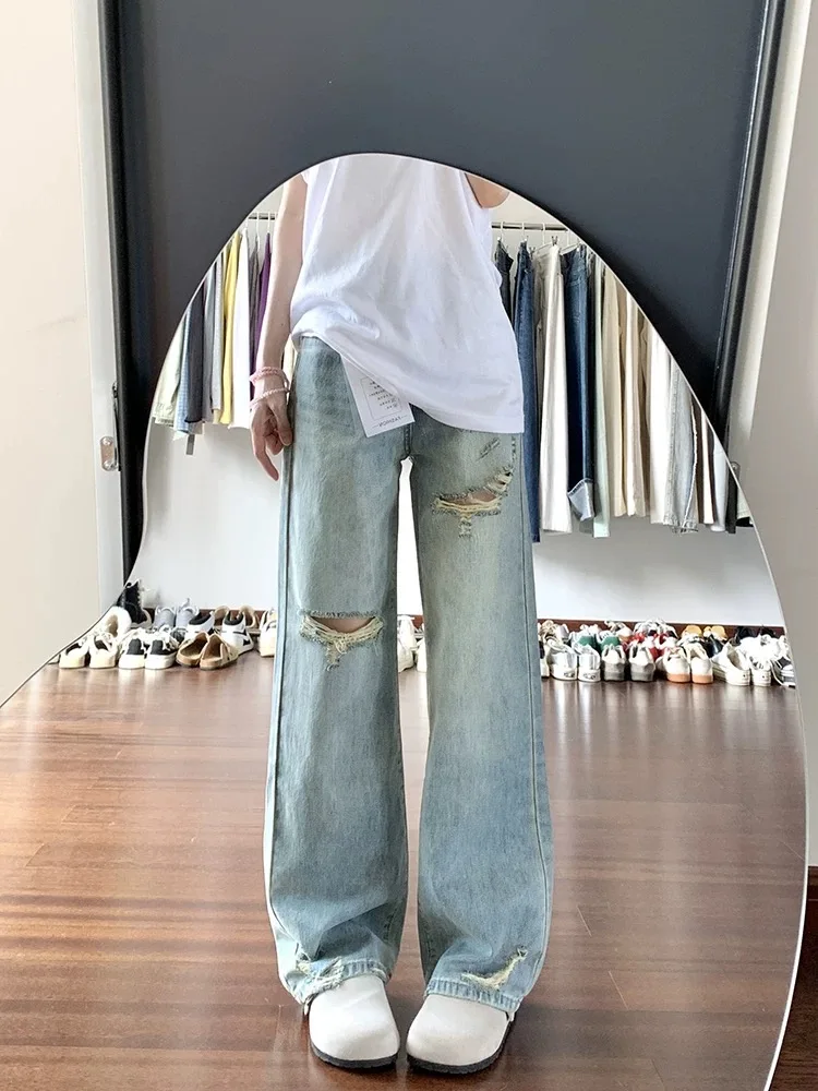 High Waist Bell Bottom Denim Jeans Women Summer Large Size Thin Straight Leg Wide Leg Pants Torn Hole Slimming Belly Cover
High Waist Bell Bottom Denim Jeans Women Summer Large Size Thin Straight Leg Wide Leg Pants Torn Hole Slimming Belly Cover
