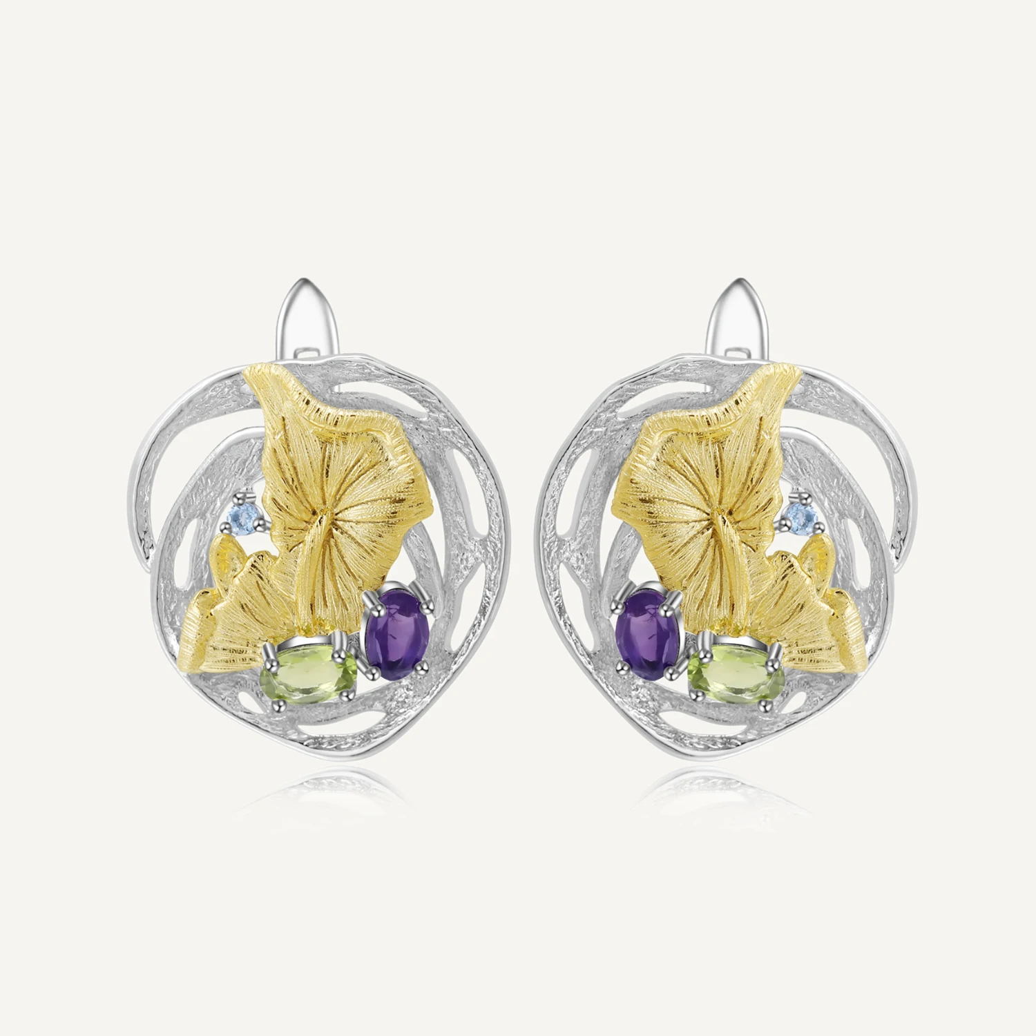 GEM'S BALLET Real 925 Sterling Silver Natural Amethyst Peridot Earrings Handmade Lotus Pond Clip Earrings For Women Fine Jewelry
GEM'S BALLET Real 925 Sterling Silver Natural Amethyst Peridot Earrings Handmade Lotus Pond Clip Earrings For Women Fine Jewelry