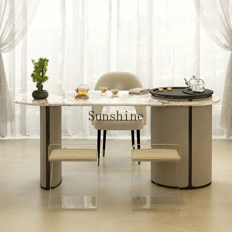 High-end modern household pure natural luxury stone balcony integrated kung fu tea table
High-end modern household pure natural luxury stone balcony integrated kung fu tea table