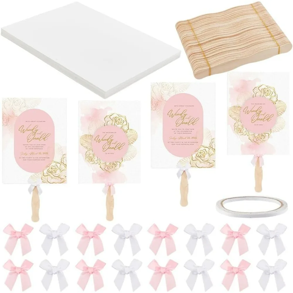 151Pcs DIY Wood Hand Fans Making Kit 50Pcs Fan Handle Craft Sticks with 50Pcs 2 Colors Bows and 50Pcs Blank White Cardstock
151Pcs DIY Wood Hand Fans Making Kit 50Pcs Fan Handle Craft Sticks with 50Pcs 2 Colors Bows and 50Pcs Blank White Cardstock