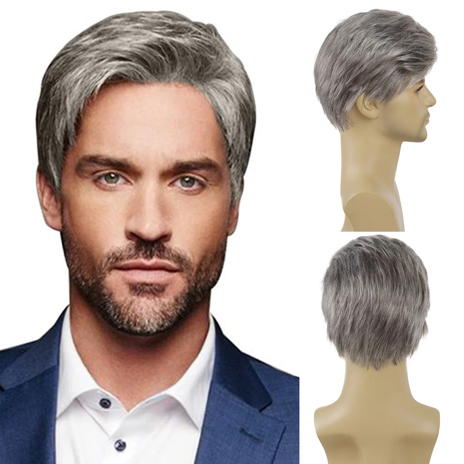 Older Mens Wig Short Grey Blanche Synthetic Wigs for Grandpa Layered Natural Hairstyles Male Daily Wear Hair Replacement Wig
Older Mens Wig Short Grey Blanche Synthetic Wigs for Grandpa Layered Natural Hairstyles Male Daily Wear Hair Replacement Wig