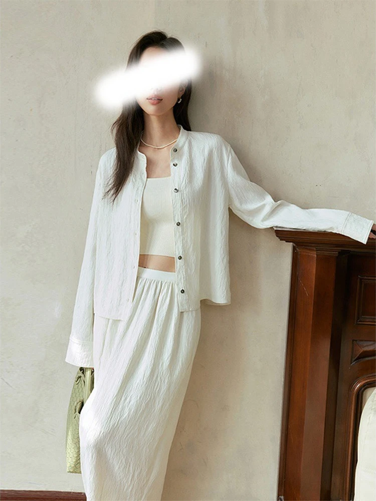 Spring Autumn Versatile Female Two Piece Set Women Stand Single Breasted Shirt+High Waist Loose Half Skirt Street Casual Outfit
Spring Autumn Versatile Female Two Piece Set Women Stand Single Breasted Shirt+High Waist Loose Half Skirt Street Casual Outfit