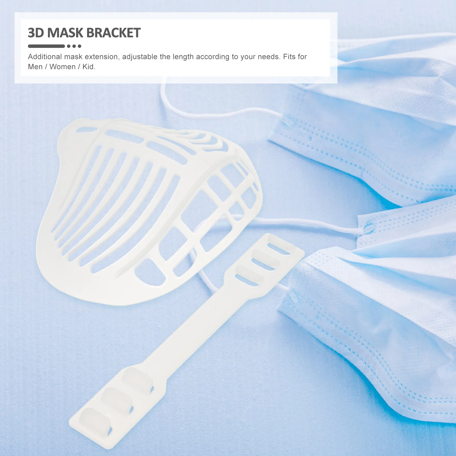 10 set Mask Support Frame Extension Belt 3D Face Bracket White Adjustable Strap for Kids Adults Reusable Breathable Micro Mask
10 set Mask Support Frame Extension Belt 3D Face Bracket White Adjustable Strap for Kids Adults Reusable Breathable Micro Mask