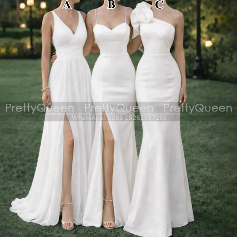 White Long Bridesmaid Dresses Mermaid Side Split V Neck Customized A Line Wedding Party Dress Maid Of Honor
White Long Bridesmaid Dresses Mermaid Side Split V Neck Customized A Line Wedding Party Dress Maid Of Honor