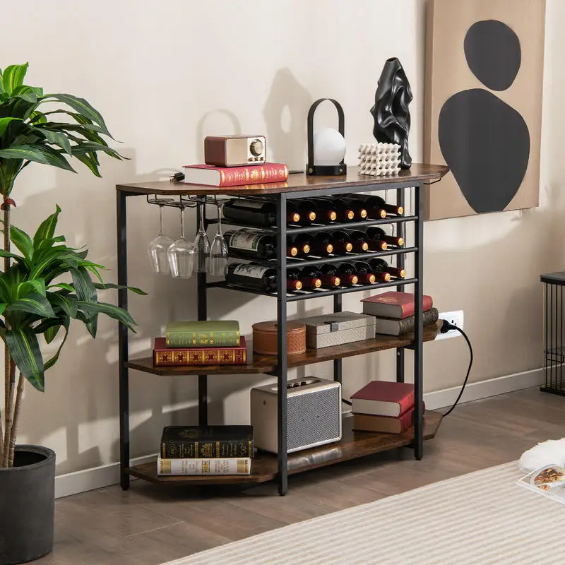 3-Tier Wine Bar Cabinet with Storage Shelves-Brown
3-Tier Wine Bar Cabinet with Storage Shelves-Brown