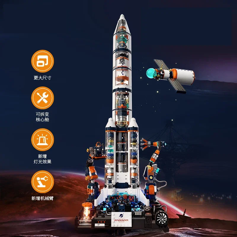 Creative Big Space Rocket Building Blocks with Light DIY Astronaut Structure Model Bricks City Compatible Toys For Boys Gifts
Creative Big Space Rocket Building Blocks with Light DIY Astronaut Structure Model Bricks City Compatible Toys For Boys Gifts