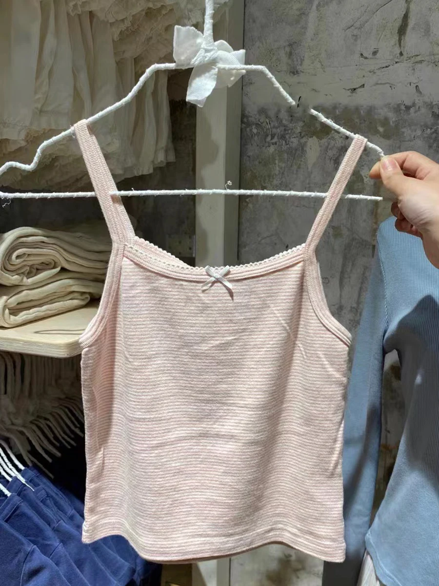 Striped Print Bow Tank Tops Women Y2k Vintage Sleeveless Pink Soft Cotton Camisole Casual Harajuku Slim Vests Chic 2025 Summer
Striped Print Bow Tank Tops Women Y2k Vintage Sleeveless Pink Soft Cotton Camisole Casual Harajuku Slim Vests Chic 2025 Summer