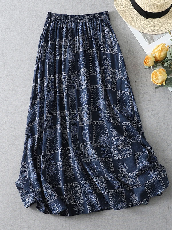 Casual Floral Print Loose A-Line Midi Skirt for plus Size Women High Waist Cotton Polyester Blend Summer Season Long Skirt
Casual Floral Print Loose A-Line Midi Skirt for plus Size Women High Waist Cotton Polyester Blend Summer Season Long Skirt