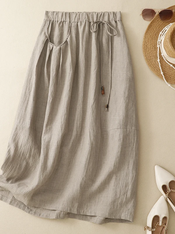 Slimming Cotton Linen Half Skirt Women Summer Elastic Waist A-Line Midi Skirt Thin Style Elegant Drapey Flower Bud Skirt
Slimming Cotton Linen Half Skirt Women Summer Elastic Waist A-Line Midi Skirt Thin Style Elegant Drapey Flower Bud Skirt
