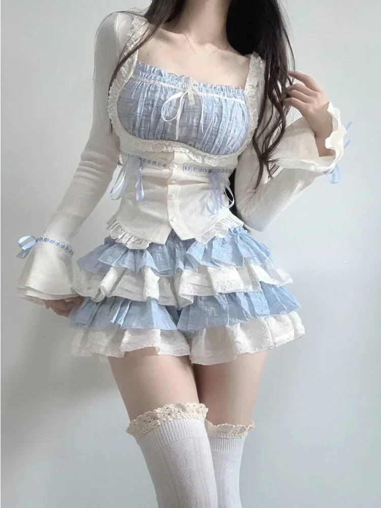 Cute Kawaii Clothing 2 Piece Skirts Sets Autumn Casuall Japanese Style Y2k Crop Tops Blouse + Mini Skirts Vintage Lolita Suits
Cute Kawaii Clothing 2 Piece Skirts Sets Autumn Casuall Japanese Style Y2k Crop Tops Blouse + Mini Skirts Vintage Lolita Suits