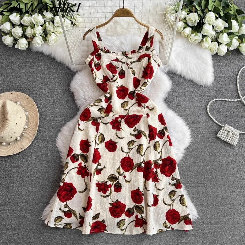Floral Camisole Dresses for Women Temperament Print Korean Vestidos Office Lady Slim Waist Ropa Mujer Casual Fashion Femme Robe
Floral Camisole Dresses for Women Temperament Print Korean Vestidos Office Lady Slim Waist Ropa Mujer Casual Fashion Femme Robe