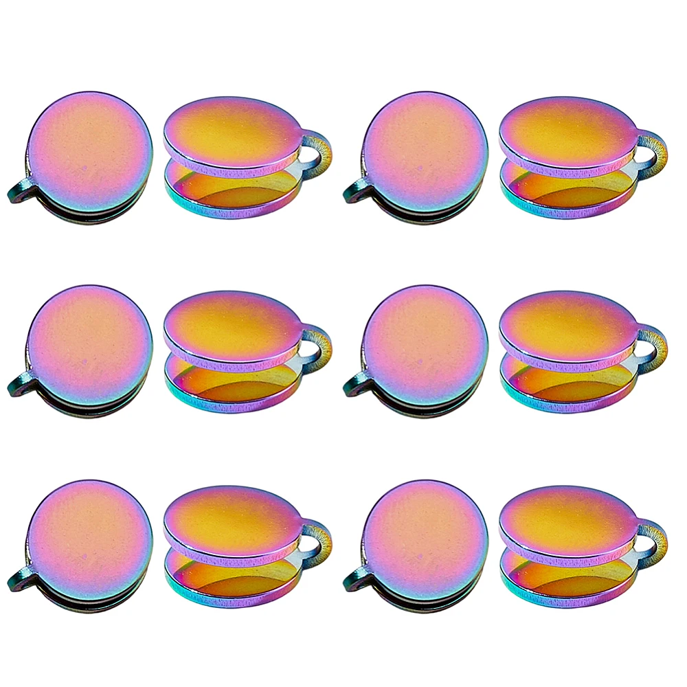 12Pcs 304 Stainless Steel Cuff Earrings Flat Round Rainbow Color 13x12mm
12Pcs 304 Stainless Steel Cuff Earrings Flat Round Rainbow Color 13x12mm