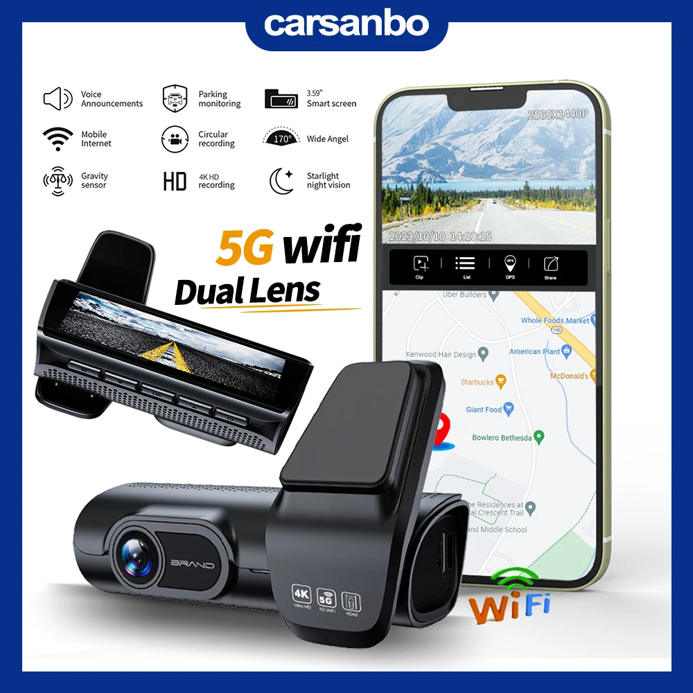 Carsanbo 3.59" Front Rear Dual Lens Camera Recorder 4K 1080P Support 5G Wifi BDS Blind Spot Wdr Night Vision Monitoring Parking
Carsanbo 3.59" Front Rear Dual Lens Camera Recorder 4K 1080P Support 5G Wifi BDS Blind Spot Wdr Night Vision Monitoring Parking
