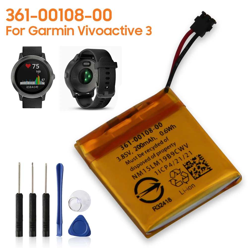 Сменная батарея 361-00108-00 для Garmin Vivoactive 3 Vivoactive3 GPS GLONASS, спортивные часы, перезаряжаемая батарея 200 мАч
Сменная батарея 361-00108-00 для Garmin Vivoactive 3 Vivoactive3 GPS GLONASS, спортивные часы, перезаряжаемая батарея 200 мАч