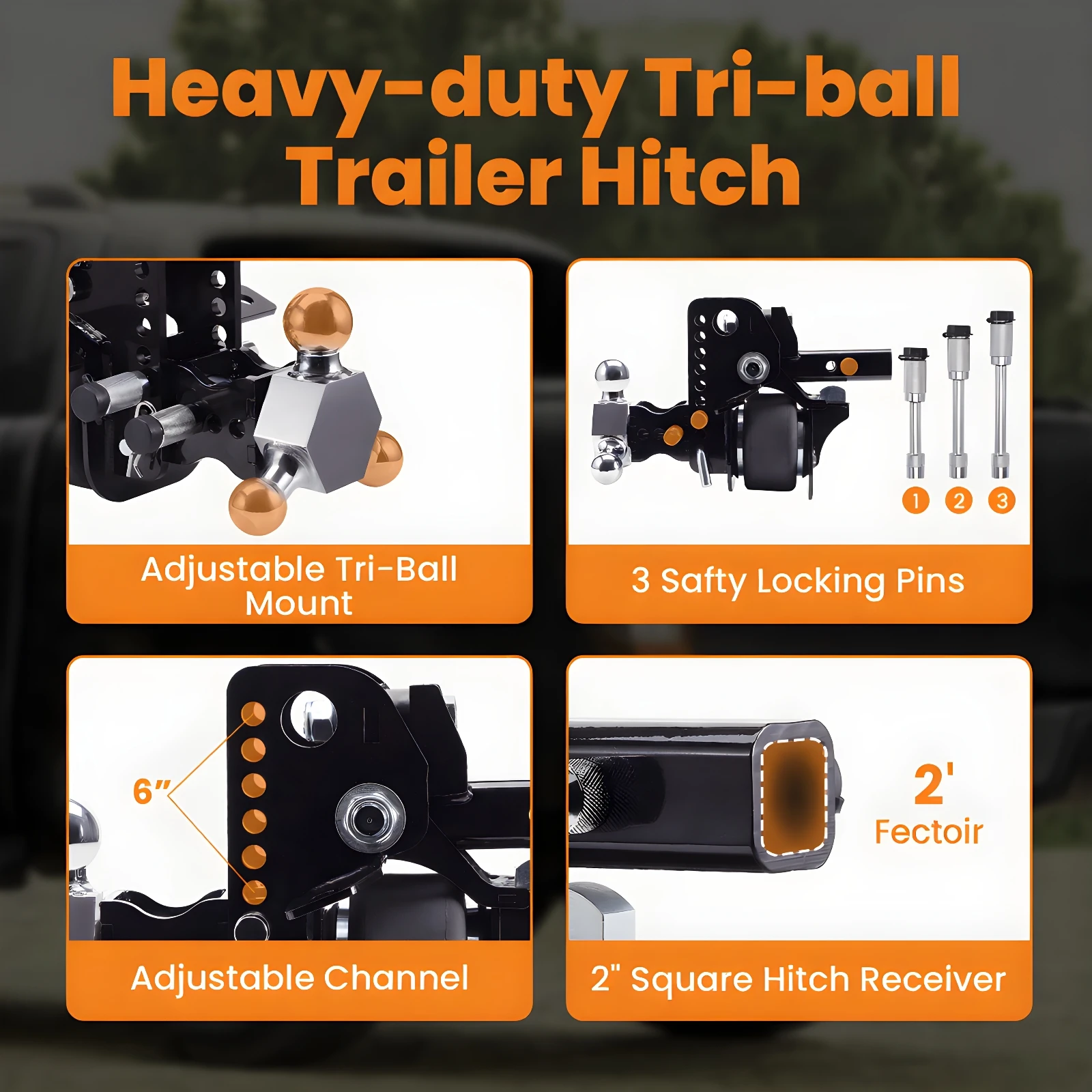 Adjustable Trailer Tow Hitch 6" Drop/Rise Three Ball Trailer Tow Hitch 12000lb
Adjustable Trailer Tow Hitch 6" Drop/Rise Three Ball Trailer Tow Hitch 12000lb